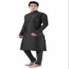 Sanwara Men's Black Solid Kurta & Churidar Set view 2