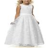 A line Wedding Pageant Lace Flower Girl Dress with Belt (Size 8, White) view 1