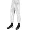 Champro Traditional Fit Triple Crown Classic Baseball Pants with Knit-in Pinstripes and Reinforced Sliding Areas, White, Black pin, Medium view 1