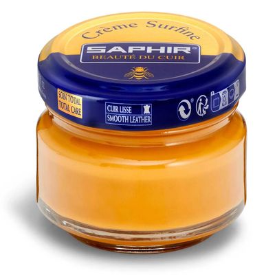 SAPHIR Creme Surfine Pommadier Shoe Polish - Beeswax Cream for Leather Products - Caramel
