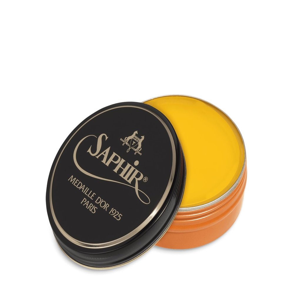 SAPHIR Medaille dOr Pate De Luxe - Natural Wax Shoe Polish for Leather Shining - 100ml - Wax Yellow