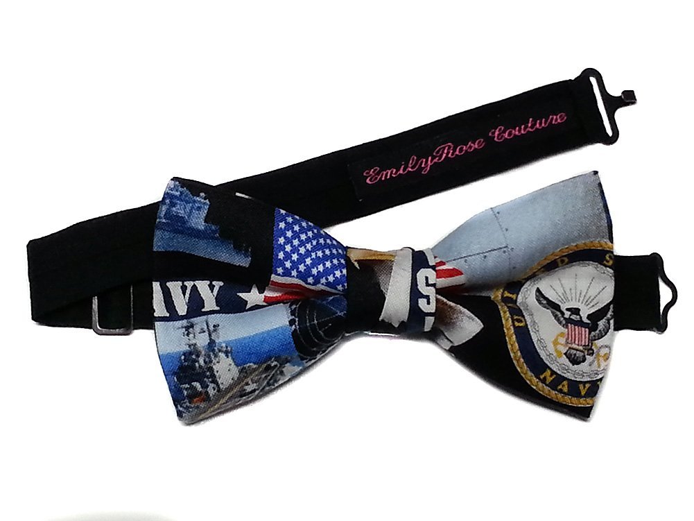 EmilyRose Couture Military Bow Ties (Medium (6-12 Years of age), Navy)