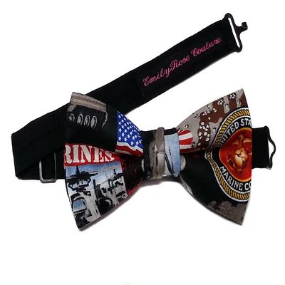 EmilyRose Couture Military Bow Ties (Medium (6-12 Years of age), Marine Corps)