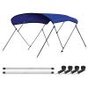 Leader Accessories Pacific Blue 4 Bow 8'L x 54" H x 54"-60" W Bimini Top Boat Cover Include 4 Straps 2 Rear Support Poles Mounting Hardwares Storage Boot view 1