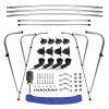 Leader Accessories Pacific Blue 4 Bow 8'L x 54" H x 54"-60" W Bimini Top Boat Cover Include 4 Straps 2 Rear Support Poles Mounting Hardwares Storage Boot view 3