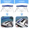 Leader Accessories Pacific Blue 4 Bow 8'L x 54" H x 67"-72" W Bimini Top Boat Cover Include 4 Straps 2 Rear Support Poles Mounting Hardwares Storage Boot view 2