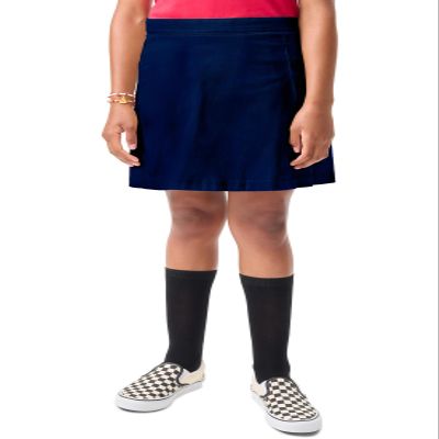 Classroom Girls Double Pleated Scooter with Side Pocket, Side Zip Closure, and Built-in Poly Knit Shorts 55274, 19/20, Dark Navy