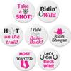 Set 7 Country Western Wedding Bachelorette Party 2.25 Large Buttons Pins Pink view 1