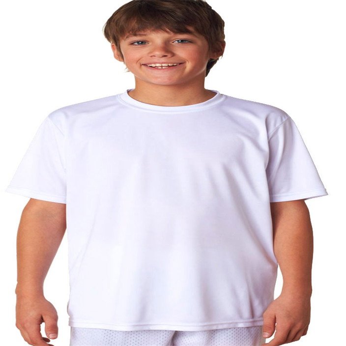 A4 Big Boys Moisture Wicking Performance Interlock T-Shirt, White, Small