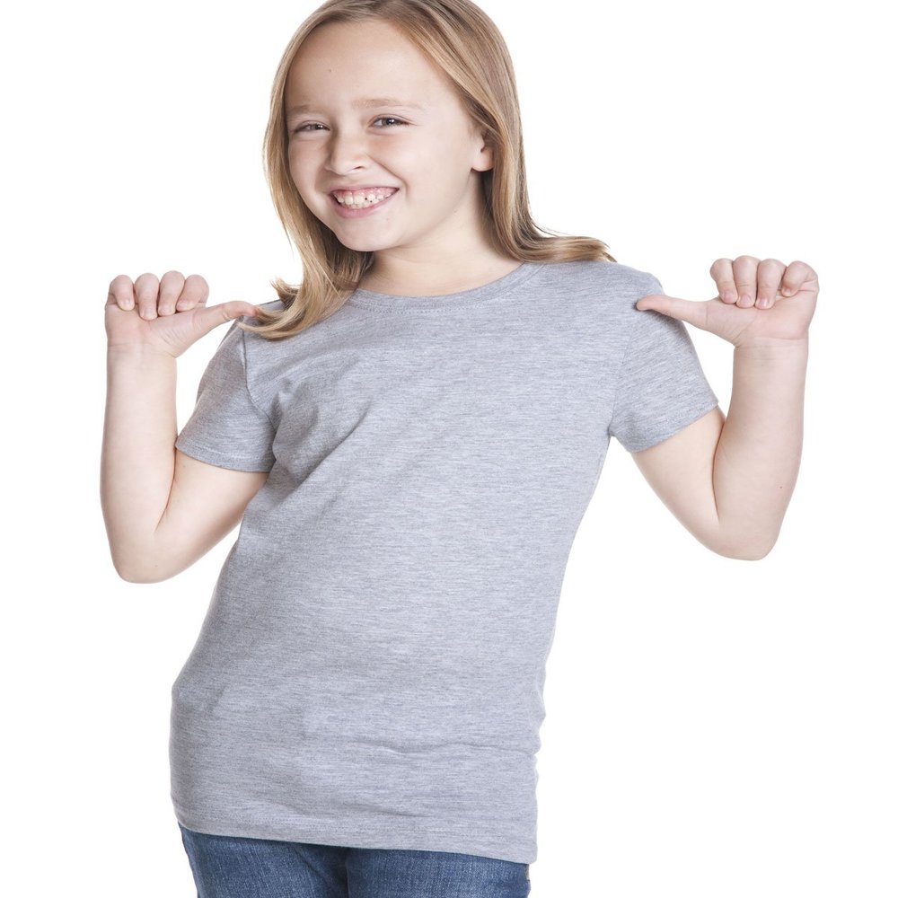 Next Level Big Girls Princess Rib Knit Softness T-Shirt, Heather Gray, X-Small