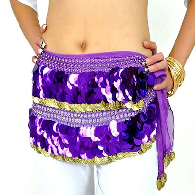 Belly Dance Hip Scarf Waist Chain Costume Belt,220Coins (Purple)