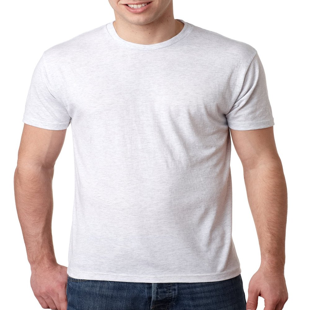 Next Level Men's Rib Collar Tri Blend T-Shirt, Heather White, Large