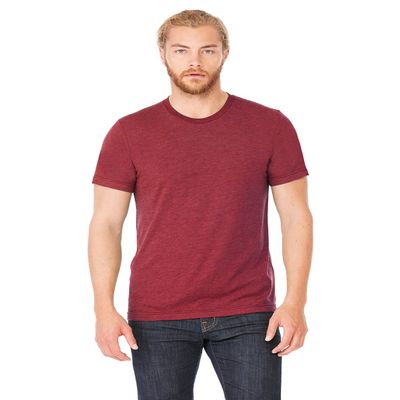 Bella Canvas Men's Taped Shoulders Crewneck T-Shirt, Heather Cardinal, Medium