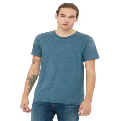 Bella+Canvas Men's Taped Shoulders Crewneck T-Shirt, Heather Deep Teal, Medium