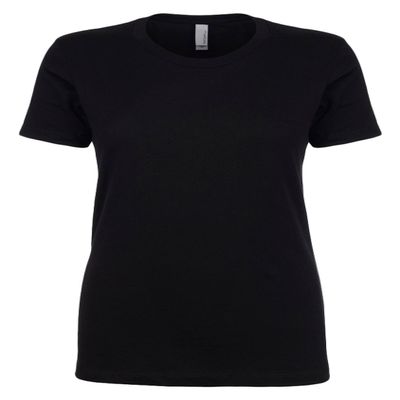 Next Level Women's 1x1 Rib Collar Tear Away Label Jersey T-Shirt, Black, Small