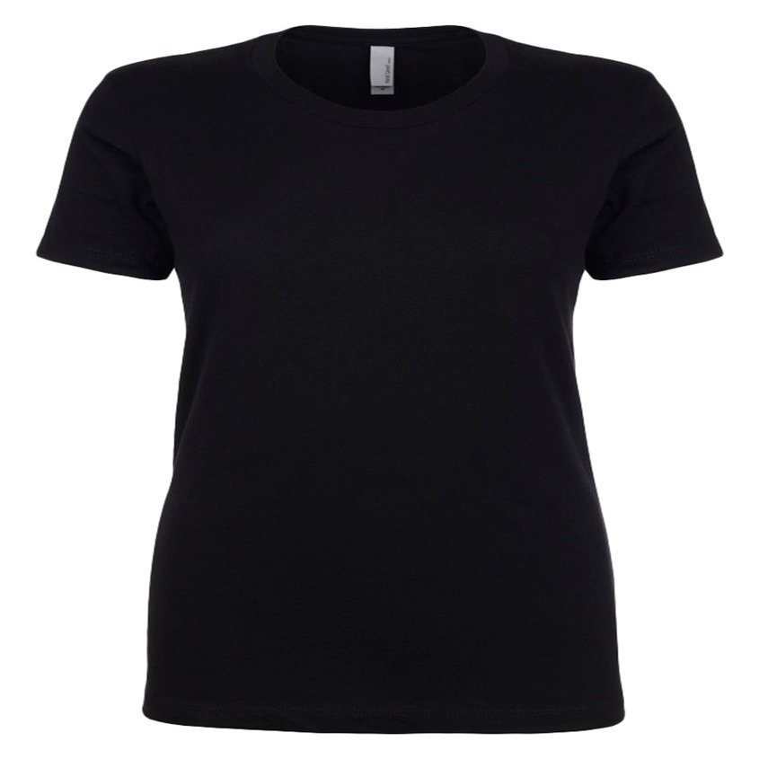 Next Level Women's 1x1 Rib Collar Tear Away Label Jersey T-Shirt, Black, Small