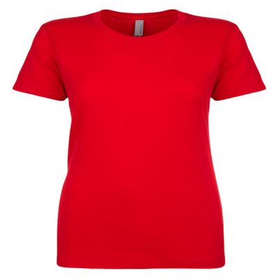 Next Level Apparel Women's 1X1 Rib Collar Jersey T-Shirt, Red, X-Large