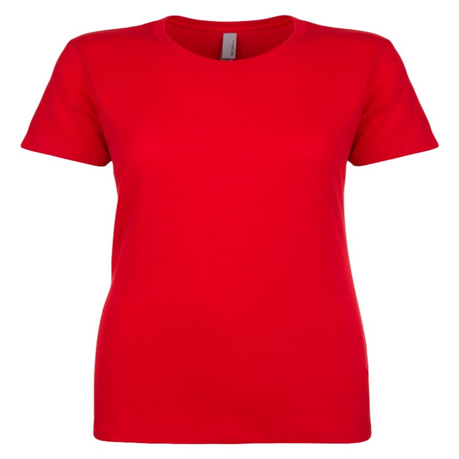 Next Level Apparel Women's 1X1 Rib Collar Jersey T-Shirt, Red, X-Large