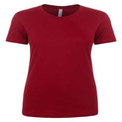 Next Level Women's 1X1 Rib Collar Jersey T-Shirt, Scarlet, X-Large