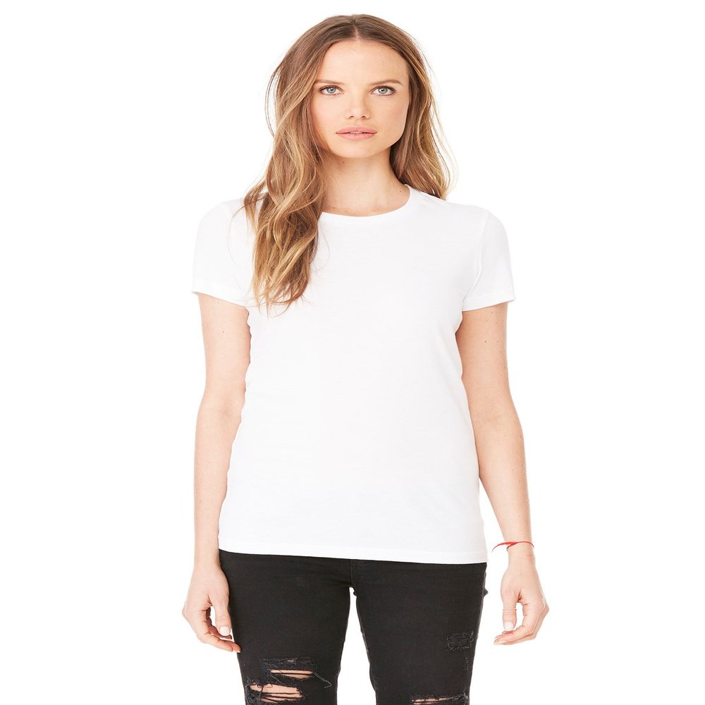 Bella Canvas Women's Semi Relaxed Fit T-Shirt, Solid White Triblend, Small