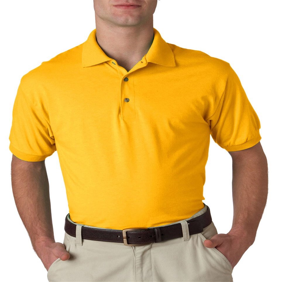 Gildan Men's DryBlend Preshrunk Short Sleeve Polo Shirt, Large, Gold