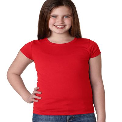 Next Level Big Girls Princess Rib Knit Softness T-Shirt,Red,Small