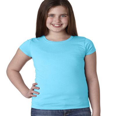 Next Level Big Girls Princess Rib Knit Softness T-Shirt, Tahiti Blue, Medium