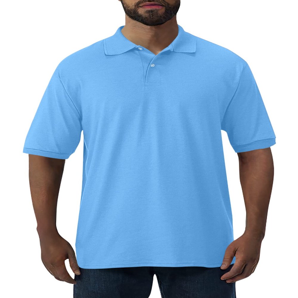 Jerzees Men's 2 Button Placket Welt Knit Collar Polo Shirt, Light Blue, XX-Large