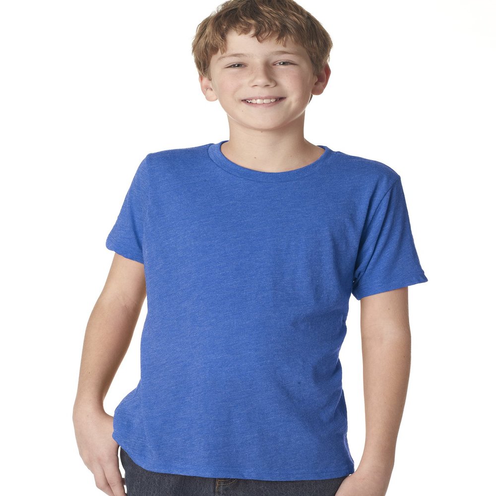 Next Level Big Boys Tri Blend Baby Rib Soft T-Shirt, Vintage Royal, X-Small