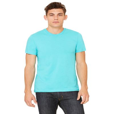 Bella Canvas Men's Taped Shoulders Crewneck T-Shirt, Teal, Small