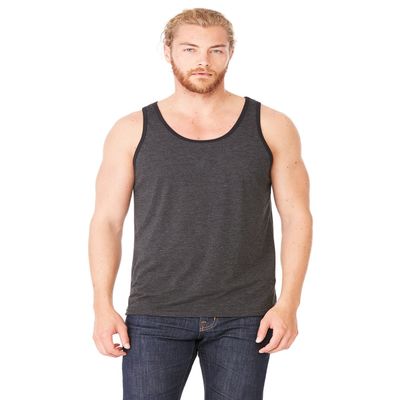 Bella Canvas Men's Blend Comfort Jersey Tank Top, Deep Heather/Black, Medium