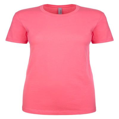 Next Level Women's 1X1 Rib Collar Jersey T-Shirt, Hot Pink, X-Large