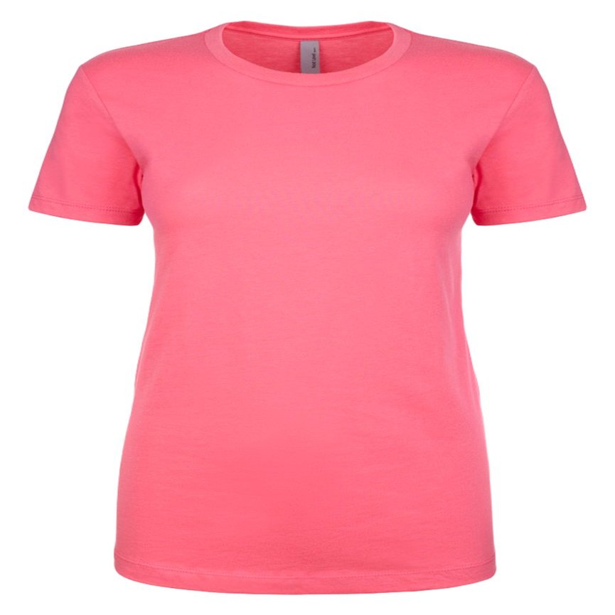 Next Level Women's 1X1 Rib Collar Jersey T-Shirt, Hot Pink, X-Large