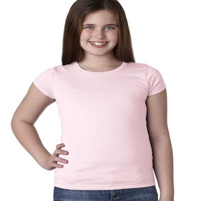 Next Level Big Girls Princess Rib Knit Softness T-Shirt, Light Pink, X-Large