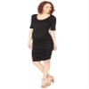Motherhood Maternity Women's Short Sleeve Scoop Neck Side Ruched Pregnancy Dress, Black, Small view 1