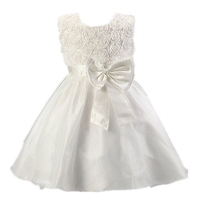 ASHERANGEL Girls 3D Flower Formal Wedding Bridesmaid Party Dress Age 1-9 Years White