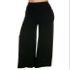 Superline Wide Leg High Fold Over Waist Palazzo Pants, Black Solid, XX-Large view 1