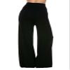 Superline Wide Leg High Fold Over Waist Palazzo Pants, Black Solid, XX-Large view 2