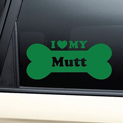 Nashville Decals I Love My Mutt Vinyl Decal Laptop Car Truck Bumper Window Sticker - Green