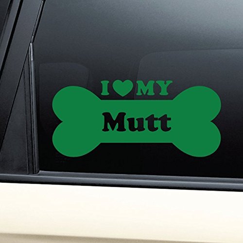 Nashville Decals I Love My Mutt Vinyl Decal Laptop Car Truck Bumper Window Sticker - Green