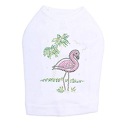 Pink Flamingo with Palm Trees - Dog Shirt, 3XL White