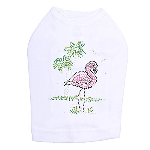 Pink Flamingo with Palm Trees - Dog Shirt, 3XL White