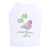 Pink Flamingo with Palm Trees - Dog Shirt, 3XL White view 1