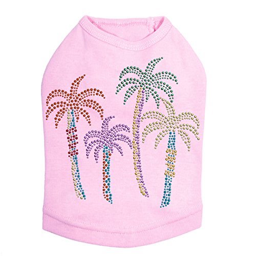 Palm Trees - Multicolor - Dog Shirt, 3XL Pink