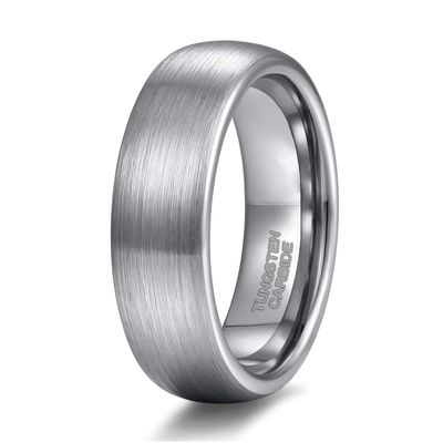 6mm Mens Womens Tungsten Ring Brushed Matte Dome Silver Wedding Band Comfort Fit Size 4