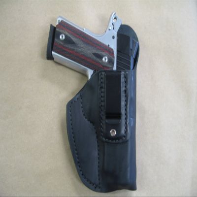 1911 PIstol 4 - 4.25" Barrel IWB Leather In The Waistband Concealed Carry Holster Black