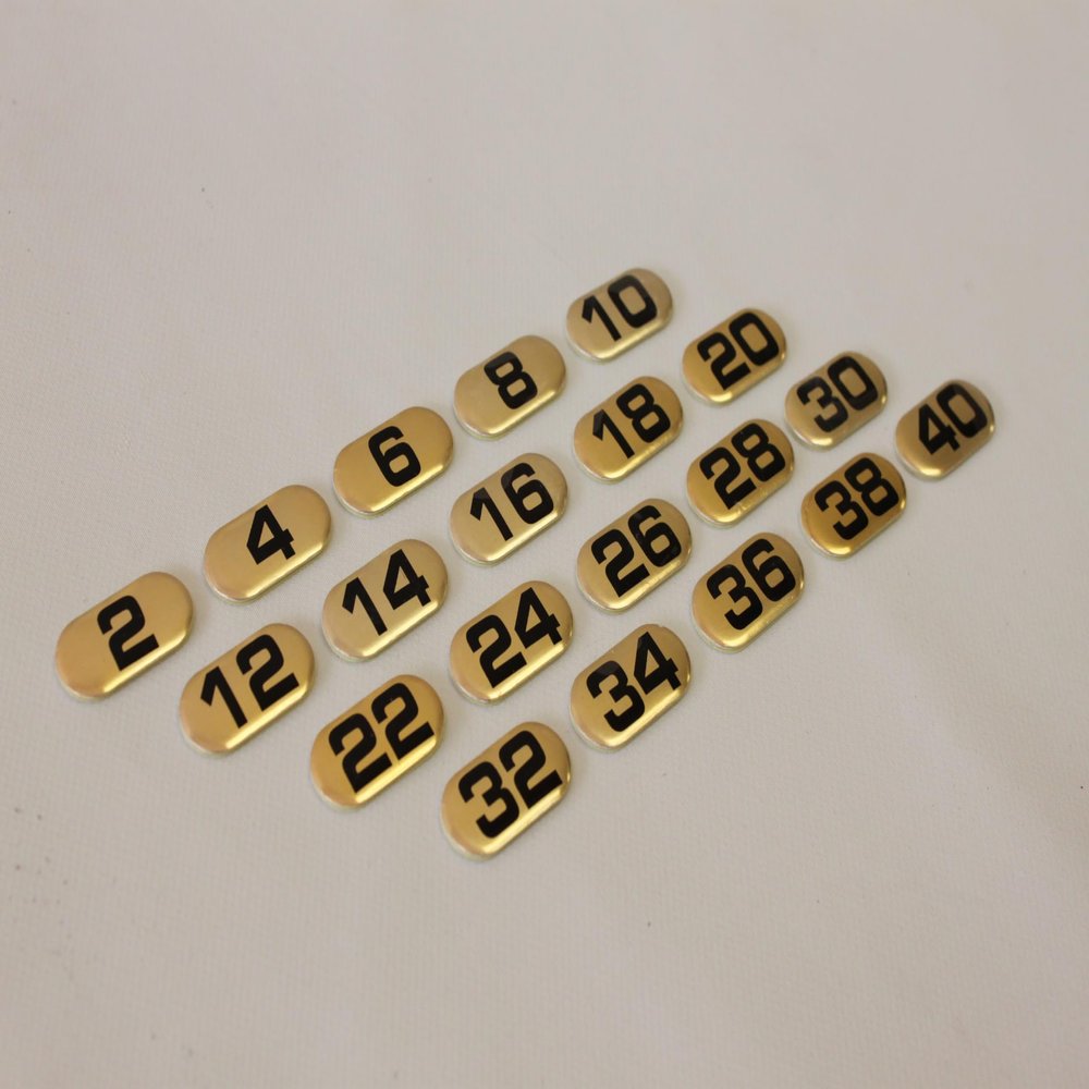 Ader Gold Paded Number Sticker for Sporting Goods (2-40 2lb incre, Gold)
