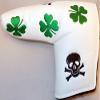 Guiote White Blade Putter Cover w/Embroidered Skulls & Clovers view 1