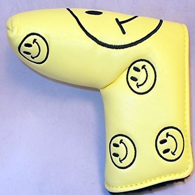 Guiote Yellow Blade Putter Cover w/Embroidered Smileys