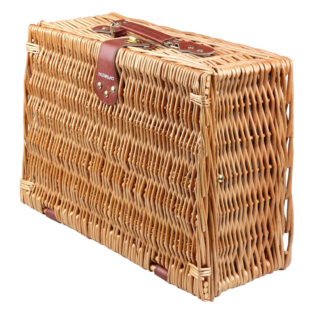 Captain Stag UT-1001 Picnic Basket, Trunk, Brown, Approx. Width 15.7 x Depth 11.4 x Height 6.3 inches (40 x 29 x 16 cm)